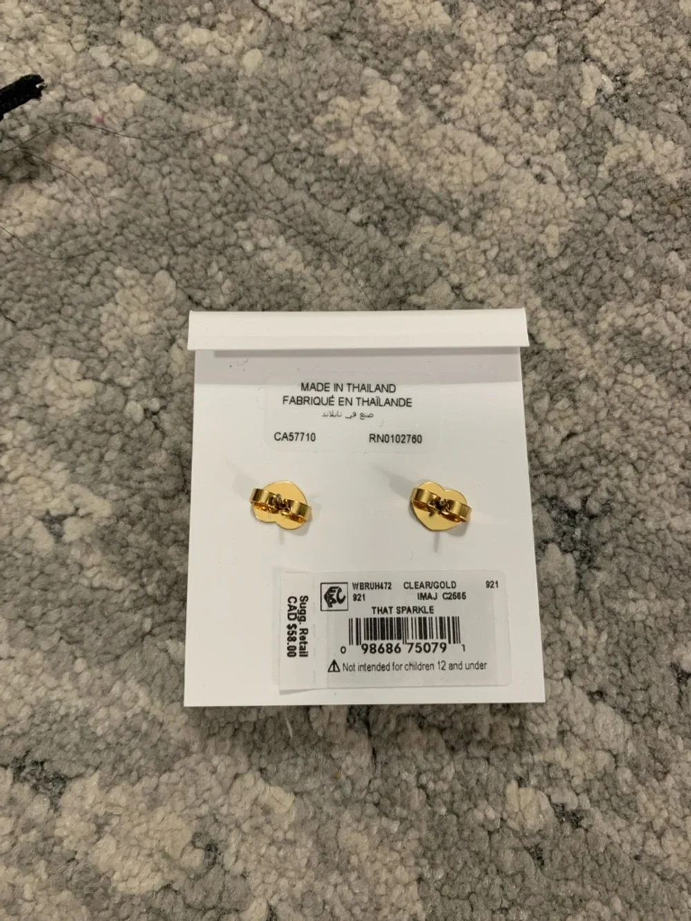 kate spade That Sparkle Gold-Tone Clear Cubic Zirconia Stud Earrings - Picture 3 of 4